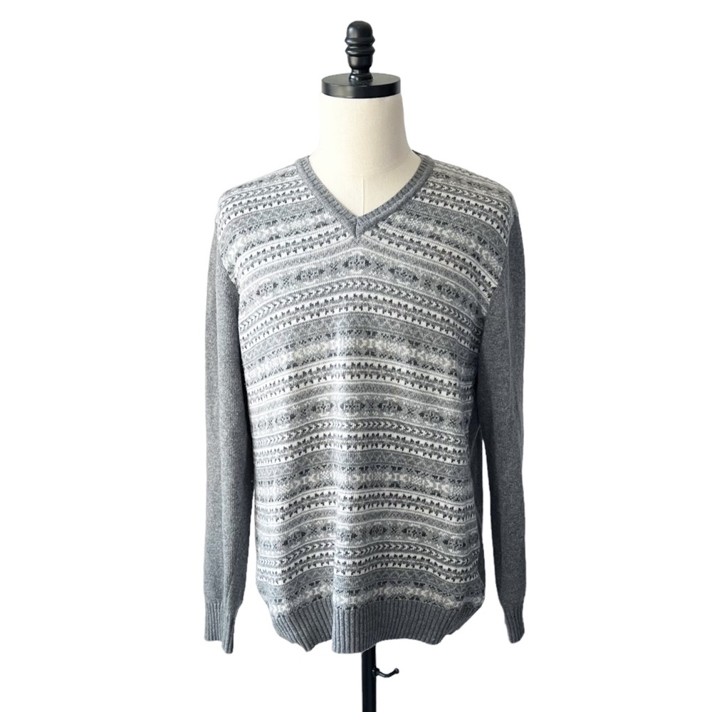 Fiesole Italy V Neck Fair Isle Sweater | XL